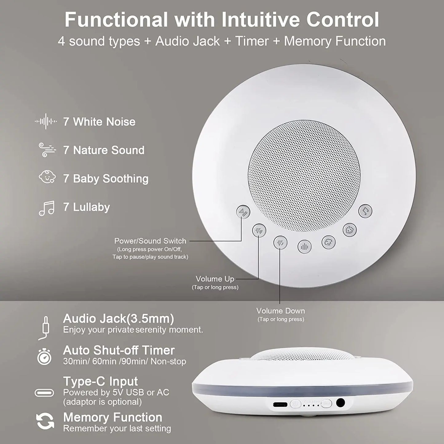 USB Rechargeable Baby White Noise Machine